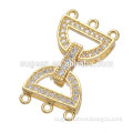gold plated D shape with 3 loops metal jewelry clasp